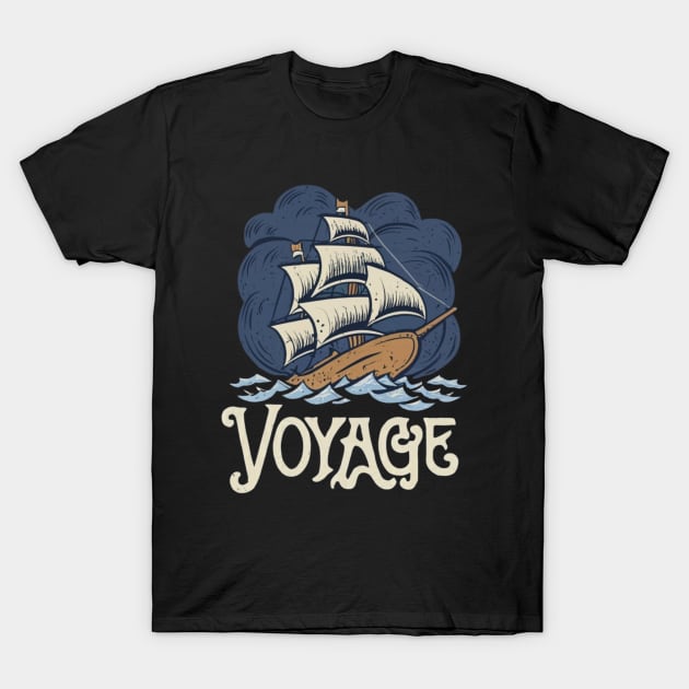 Ship Sailing Through The Deep Blue Sea Storm T-Shirt by Abeer Ahmad